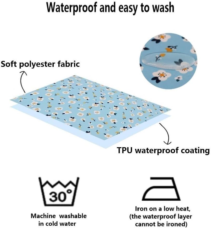 Round Dog Bed Cover Waterproof Blue 40 Inch