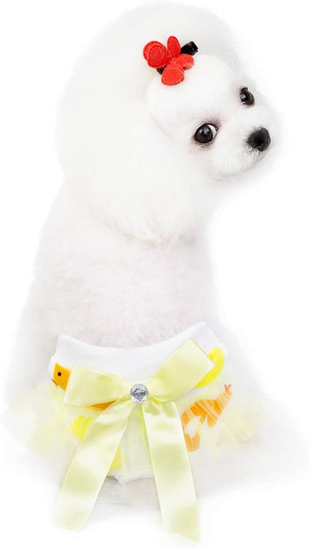 Tangpan Classic Stripes Pet Dog Cotton Diaper Bow-Knot Puppy Washable Wrap Pack of 2 (Yellow & Blue, S)