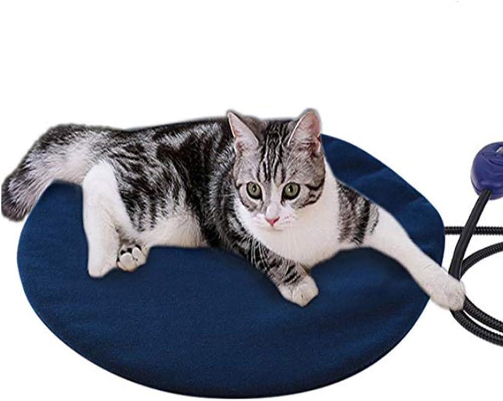 Pet Heating Pad, Dog Cat Electric Heat Pad,Waterproof Adjustable Warming Mat with Chew Resistant Steel Cord, Soft Removable Cover (3030CM),Blue