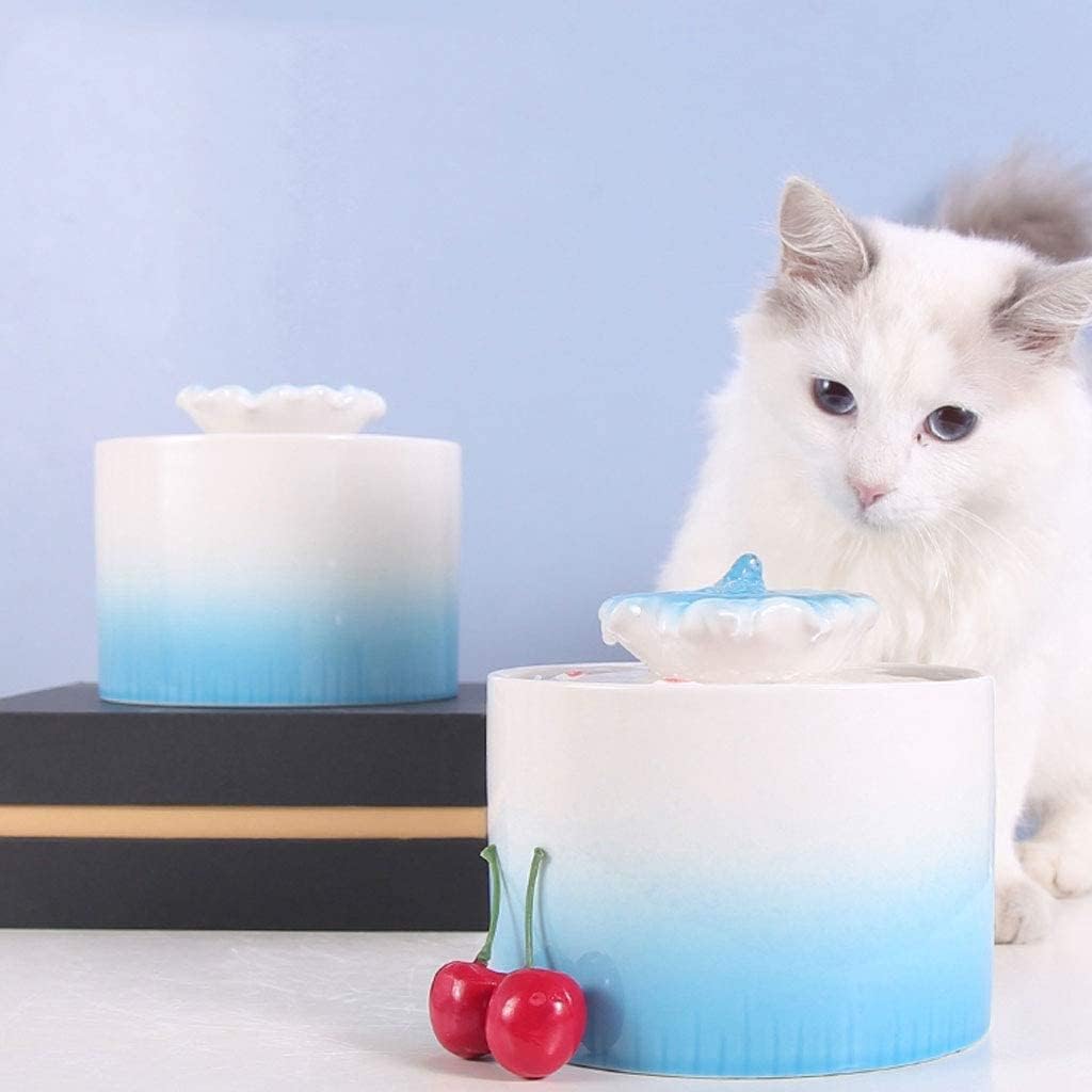 Pet Fountain Cat Water Fountain, Automatic Ceramic Drinking Fountain for Pets Cats Dogs Puppy, Pet Water Dispenser Drinker, 1.2L Water Capacity Pet Water Dispenser