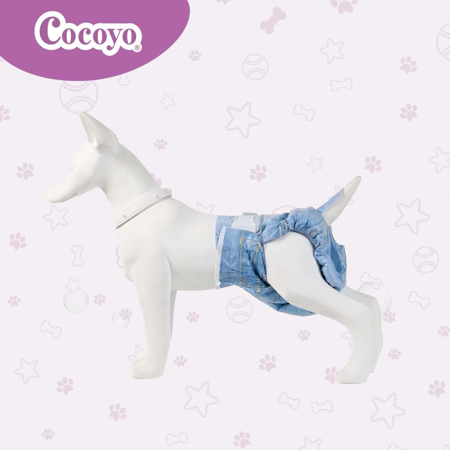 COCOYO Disposable Female Dog Diapers Medium Size, 60 Count, Super Absorbent, Breathable, Wetness Indicator
