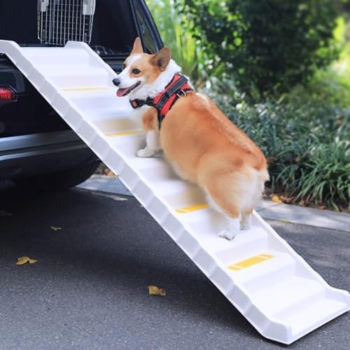 Portable Dog Car Ramp for SUVs & Trucks - Non-Slip Lightweight Pet Ladder with High-Traction for Large Dogs & Seniors - Easy Storage (Black)