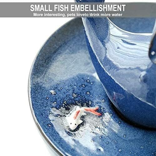 Fountain Ceramic Cat Fountain Automatic Pet Water Drinking Fountain Pet Water Dispenser with Adjustable Water Flow, Filter, Super Quiet, Great for Cats and Small Dogs Pet Water Dispenser (Blue)
