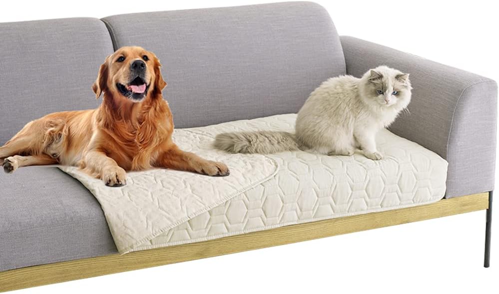 Waterproof and Anti-Slip Dog Bed Cover and Pet Blanket Sofa Pet Bed Mat ，car Incontinence Mattress Protectors Furniture Couch Cover for Most Cats Dogs, Pets（30x70-Ivory）