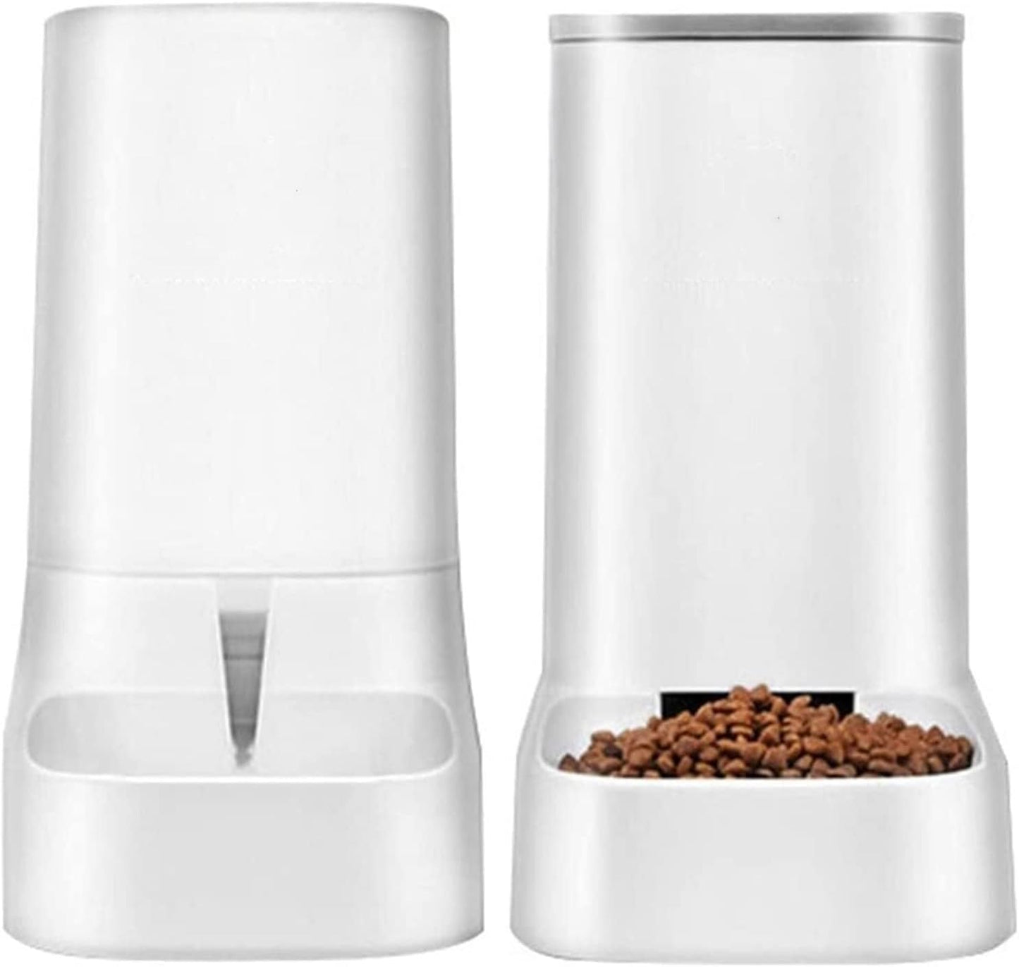 Pet Fountain Unplugged Pet Feeder Water Dispensers Supplies Set Automatic Gravity Feeder Cat Food,Dog Water Bowl and Automatic Cat Food Dispenser Pet Feeders Water Dispenser (White)