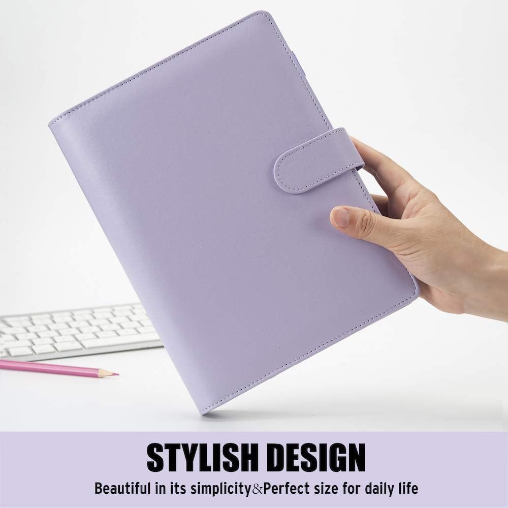 Sooez A5 Notebook Binder, 6 Ring Planner with Stylish Design, Loose Leaf Personal Organizer Cover with Magnetic Buckle Closure, PU Leather Binder for Women with Soft Colors (Olive Green)