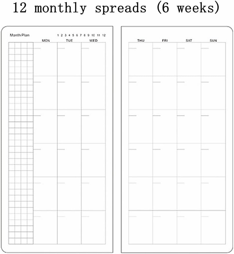 Undated Weekly Planner Notebook Pocket Organizer Appointment Book Journal Notebook A6 Week Plan Notepad (Beige with cover)
