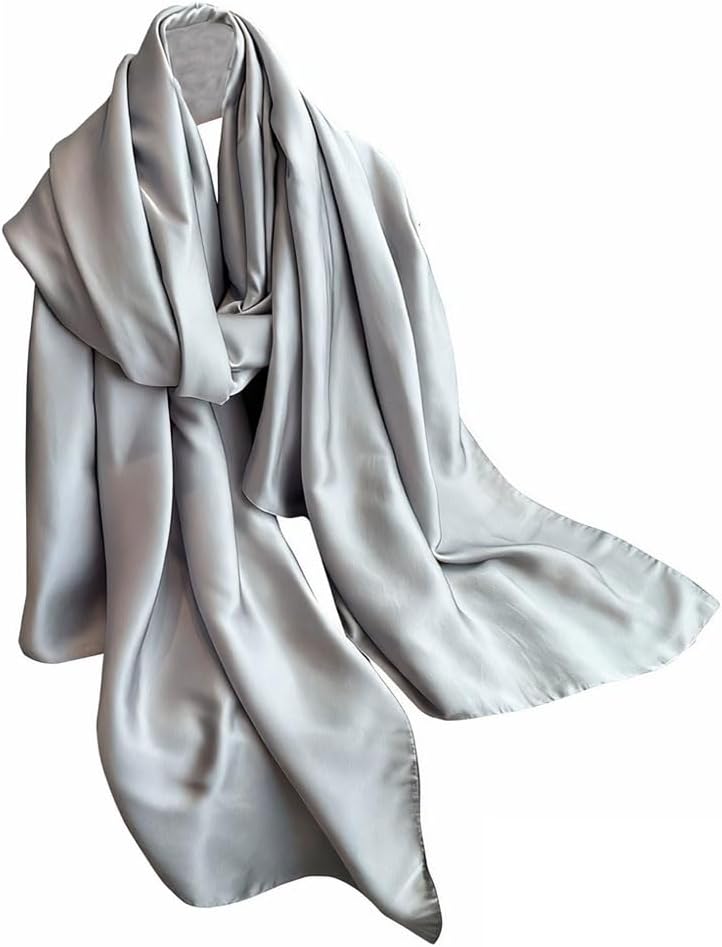 Long Silk Feeling Satin Scarf Smooth Lightweight Sunscreen Satin Shawls Wrap Headscarf for Women