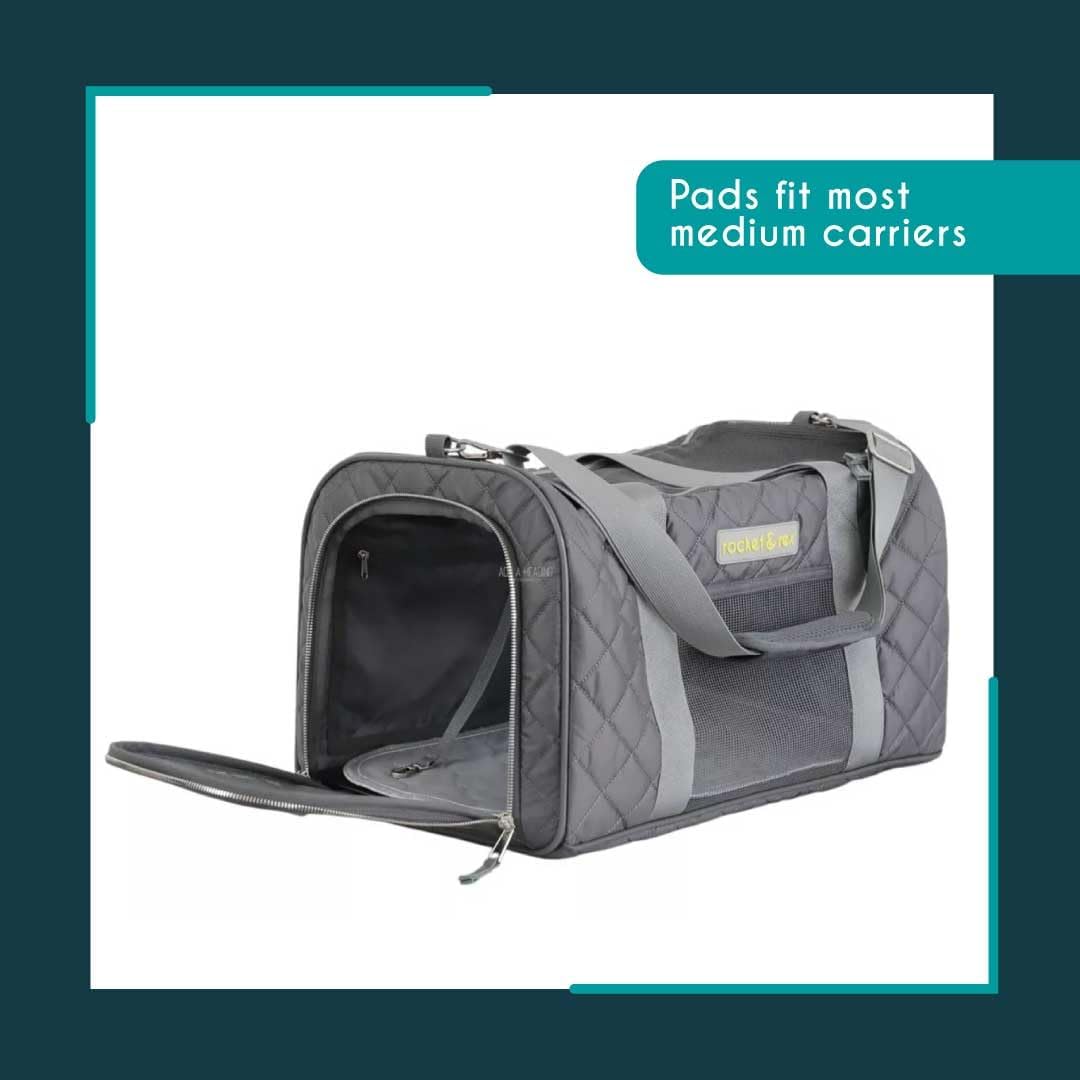 rocket & rex Premium Washable Pet Carrier Pads, Reusable, Waterproof & Absorbent, Dog and Cat Pads for Lining Travel Carriers, Litter Boxes, Pet Crates & More, 17.5" x 11" (Pack of 2)