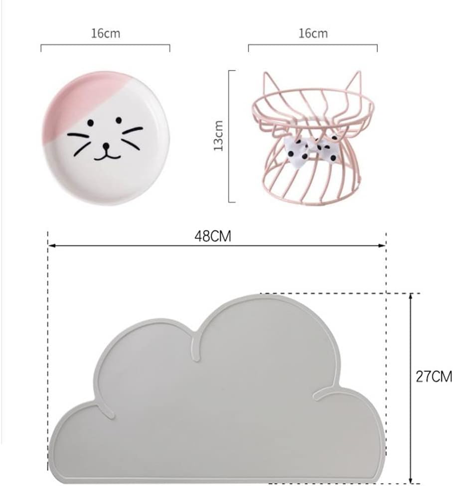Raised Cat Food Bowls Ceramic Cat Bowl with Metal Stand Elevated Cat Feeding Bowl Cat Dish with Non-Slip Mat Pet Food Bowl for Cats and Small Dogs