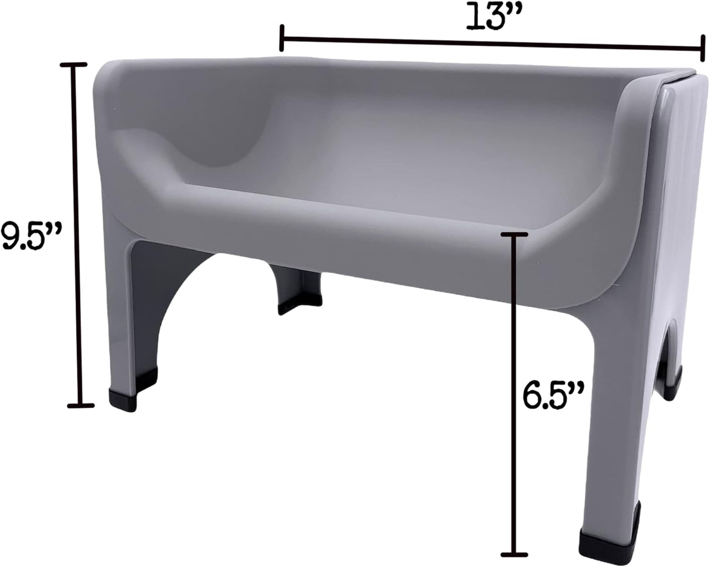 The Fluff Trough Set Elevated Dog Bowl Feeder for Healthy Posture & Digestion, Minimizes Neck Strain, Ideal Flat-Faced Pets, Vet Recommended, Dishwasher Safe, Gray, X-Large (Pack of 1)