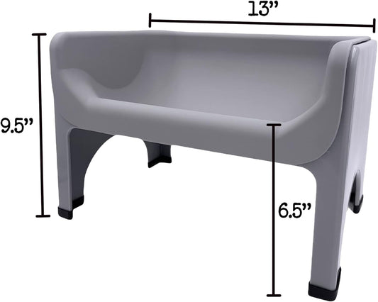 The Fluff Trough Set Elevated Dog Bowl Feeder for Healthy Posture & Digestion, Minimizes Neck Strain, Ideal Flat-Faced Pets, Vet Recommended, Dishwasher Safe, Gray, X-Large (Pack of 1)