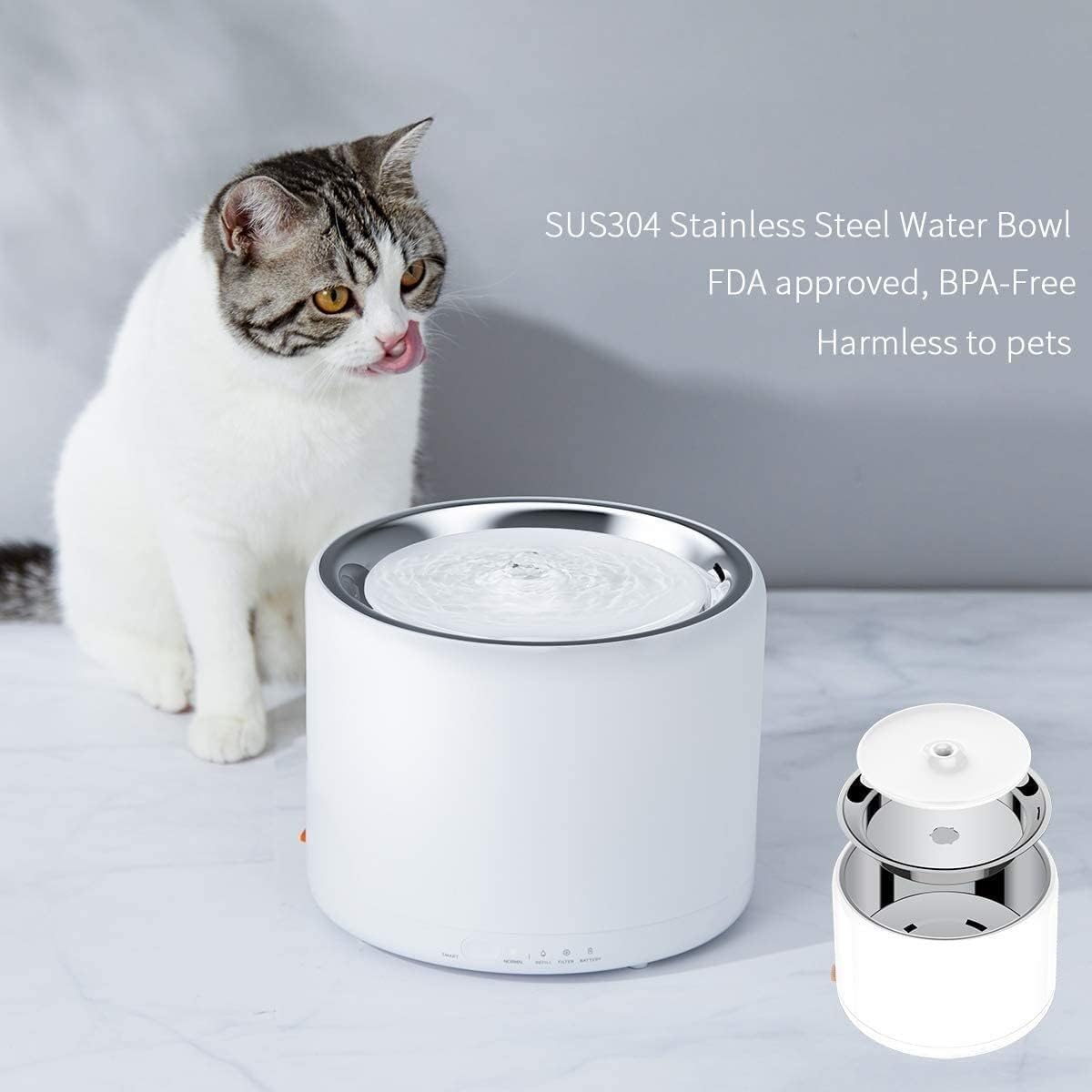 Fountain Cat Dog Water Fountain Stainless Steel, UltraQuiet Pet Water Fountain for Cats Dogs Pet Water Dispenser