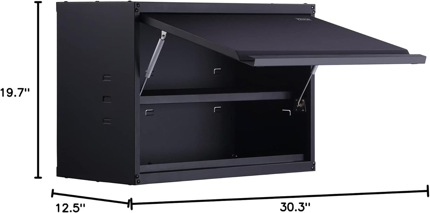 VEVOR Metal Storage Cabinet, 120lbs Load Capacity per Shelf, 20'' Tall Wall-Mounted Powder-Coating Steel Garage Cabinet with Adjustable Shelf, Press to Close & Open Door Perfect for Office Garage Tool