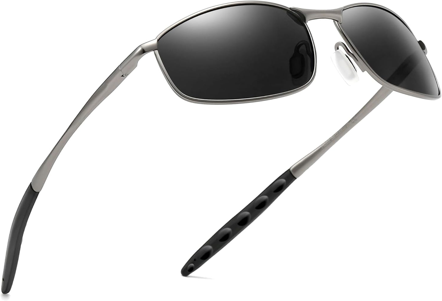 SUNGAIT Mens Narrow Polarized Sunglasses Metal Frame Small Rectangle Retro Durable UV400 Protection