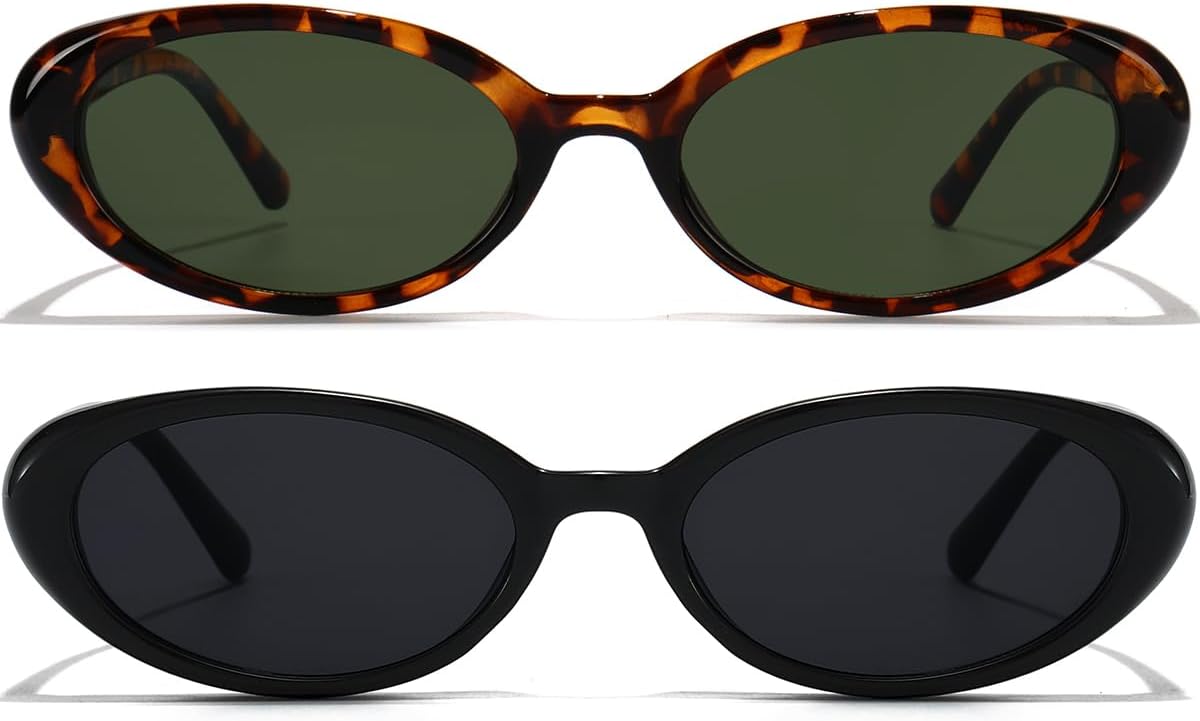 Oval Sunglasses for Women Men Fashion Small 90s Style Sun Glasses UV400
