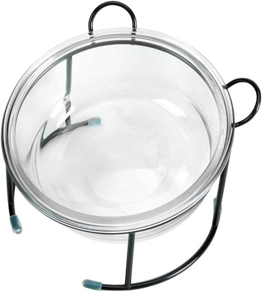 Cat Bowls Glass Raised Pet Bowl Cat Food and Water Bowls Set Tilted Elevated Cat Dog Bowl with Metal Stand Cat Dish Feeder for Puppy Cats and Small Dogs