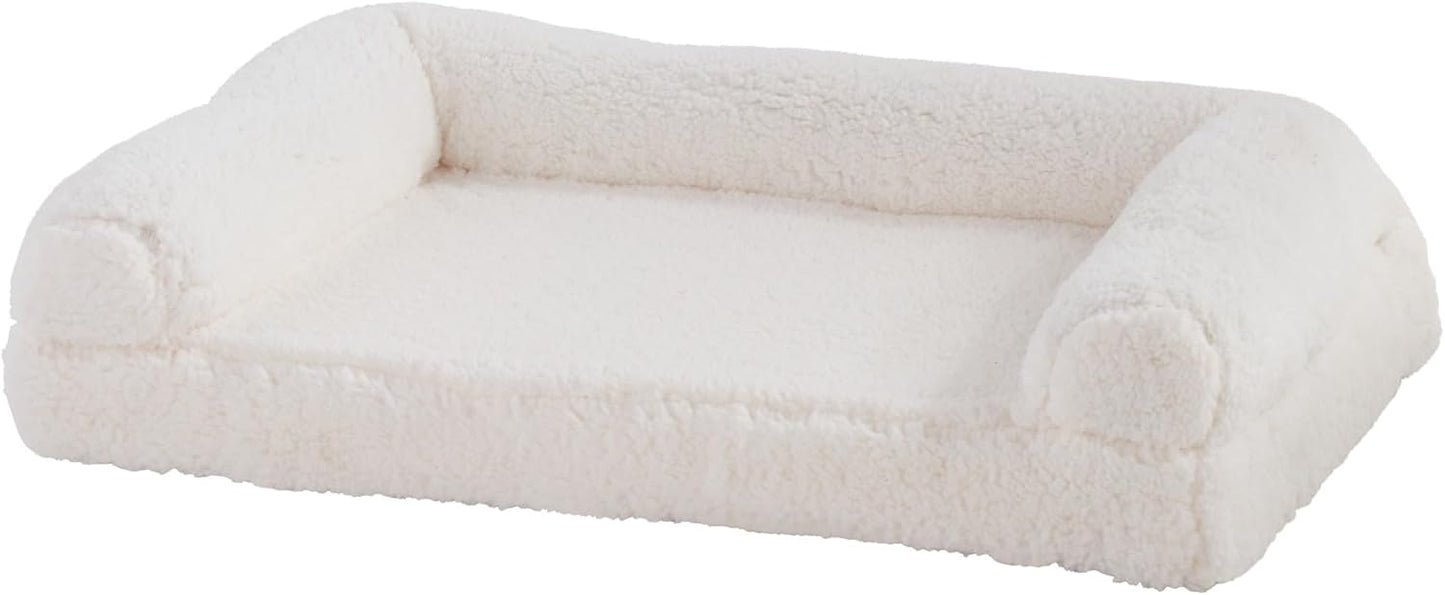 Molly Cozy Sherpa Sofa Style Dog Bed with Removable Cover - Medium (29" x 20") - Snow