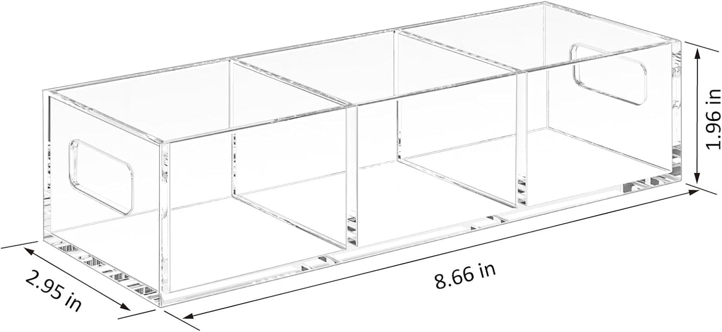 Tea Bag Organizer, Small Clear Tea Bag Holder for Drawer Kitchen Cabinets Pantry Countertops Organizers Storage, BPA-Free Acrylic Coffee Pods, Sugar Packets,Plastic Teabag Bins Home Organizer