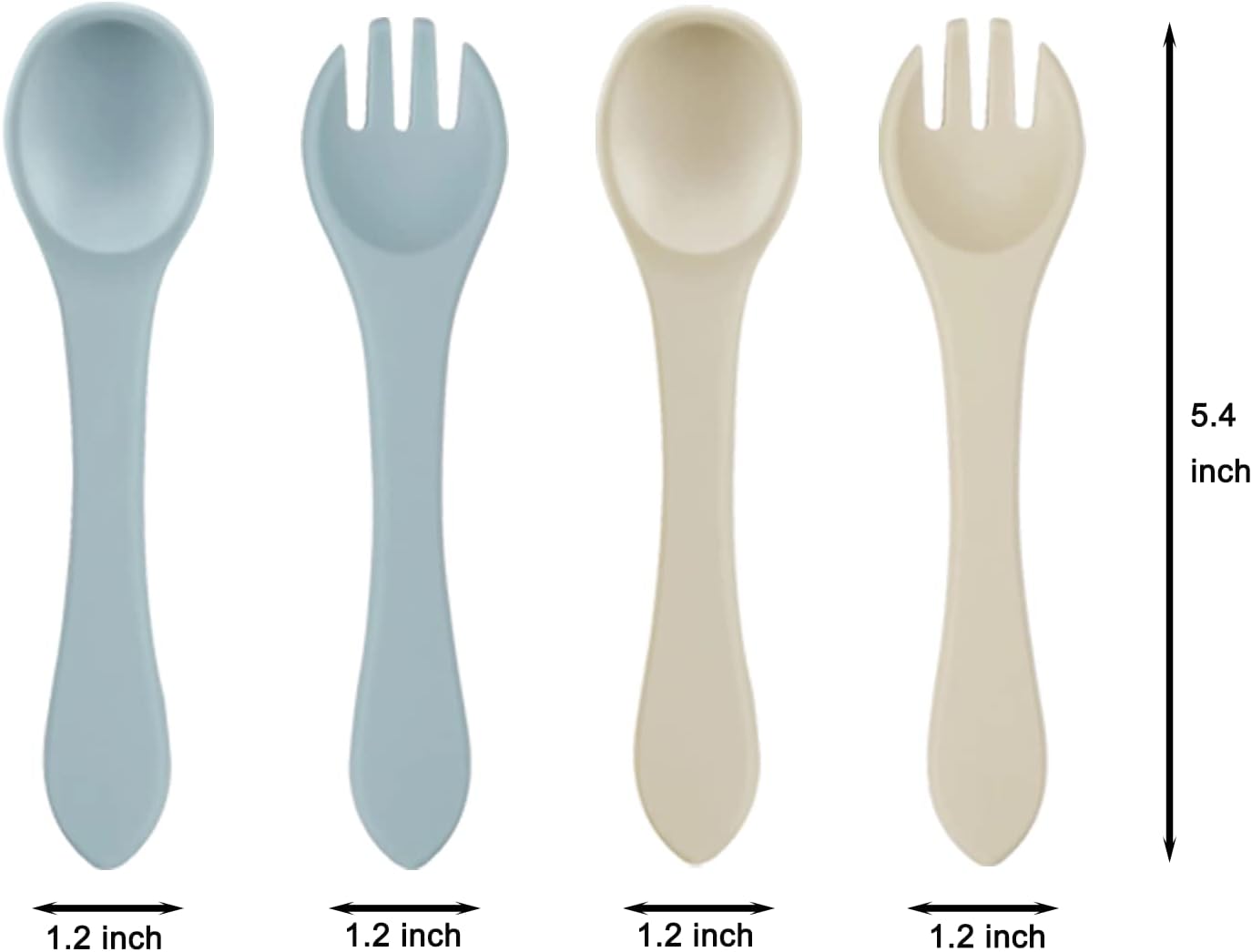 PandaEar Silicone Baby Feeding Set| 2 Divided Suction Plate + 2 Suction Bowl + 2 Tiny Cup with 2 Spoons| Baby Led Weaning Supplies Self Feeding Utensils (Blue White)