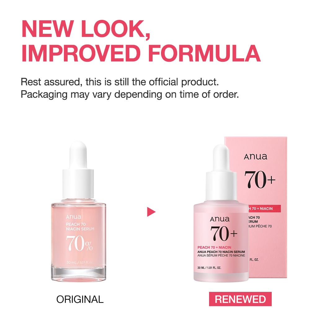 Anua Peach 70 Niacinamide Serum, Daily Glow Serum For Face, Skin Tone & Dullness Care with Vitamin B12, Lightweight, Hydrating For Glass Skin Effect, Korean Skin Care, 1.01 fl.oz