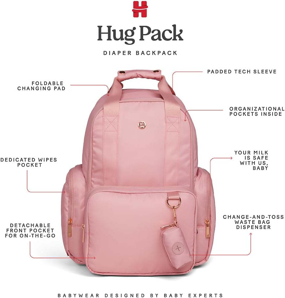 HUGGIES Unisex-adult Signature Hug Pack Diaper Backpack, Bridal Rose, One Size