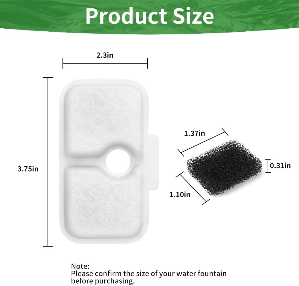 8 Pack Cat Water Fountain Filter,Triple Filtration System Replacement 4 Pcs Cats Waters Fountains Filters with 4 Pieces Sponges Compatible With Dockstream (4 Filters & 4 Sponges)