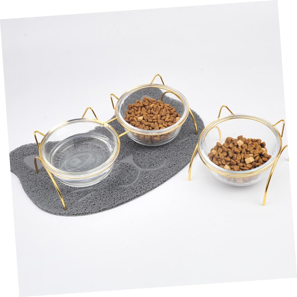 Milisten Raised Glass Pet Bowl with Tilted Stand, Elevated Cat and Dog Feeding Dish, Single Slant Food Bowl for Comfortable Eating