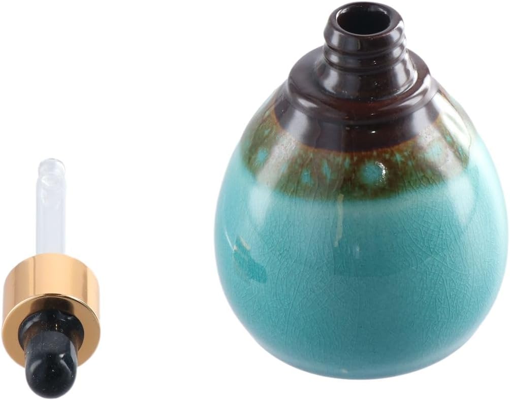 Leadigol Essential Oil Diffuser Jar, Ceramic Essential Oil Pot, Dropper Bottle Containers, Decorative Perfume Bottle, Empty Travel Accessories Spa