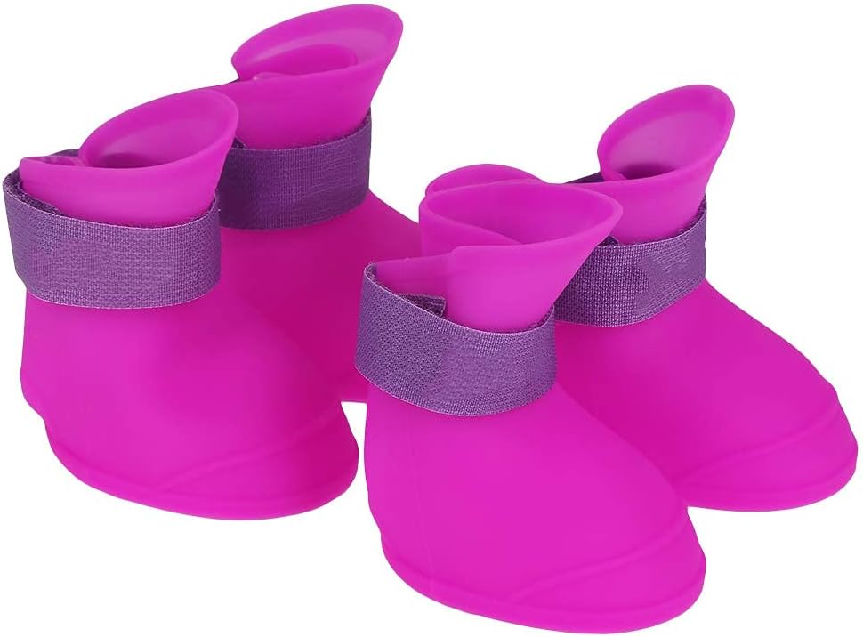 Anti-Slip Silicone Dog Rain Boots, Non-Slip Rubber Galoshes 4pcs L-Size for Outdoor Protection
