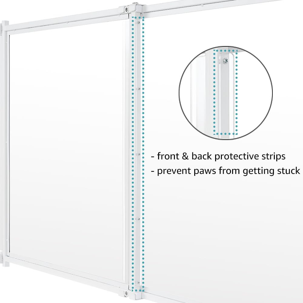 beeNbkks Clear Ferret Gate, Small Pet Barrier for Doorways Hallways Stairs Kitchen, Pressure Mounted Safety Pet Gate for Small Dogs Cats, Fit 22" to 39" Wide Opening, 24" Tall Step Over, Indoor Use