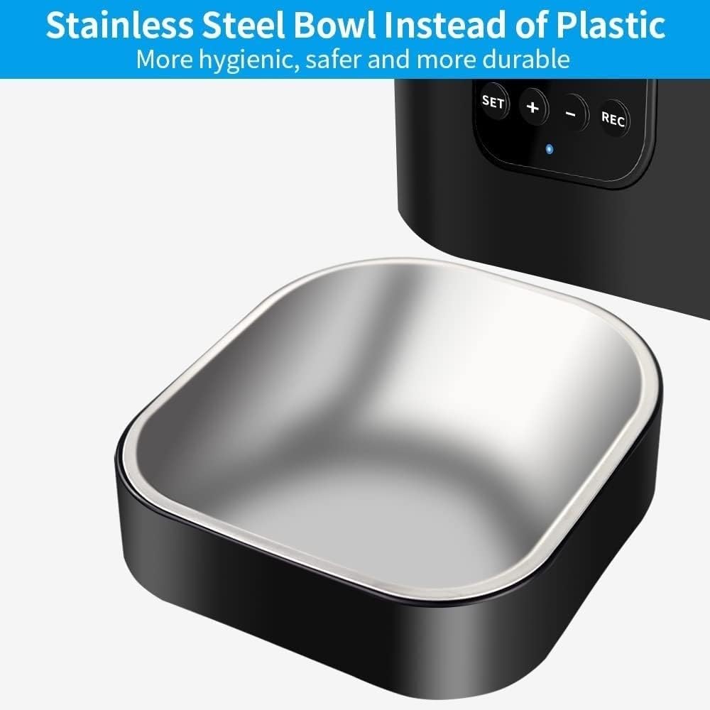 Pet fountain Automatic Feeders, 6L Programmable Feeder, Stainless Steel Bowl Pet Feeder for s and Dogs, Timed Food Dispenser, Auto Feeder, w/Voice Recorder, Detachable Hopper Pet water dispenser
