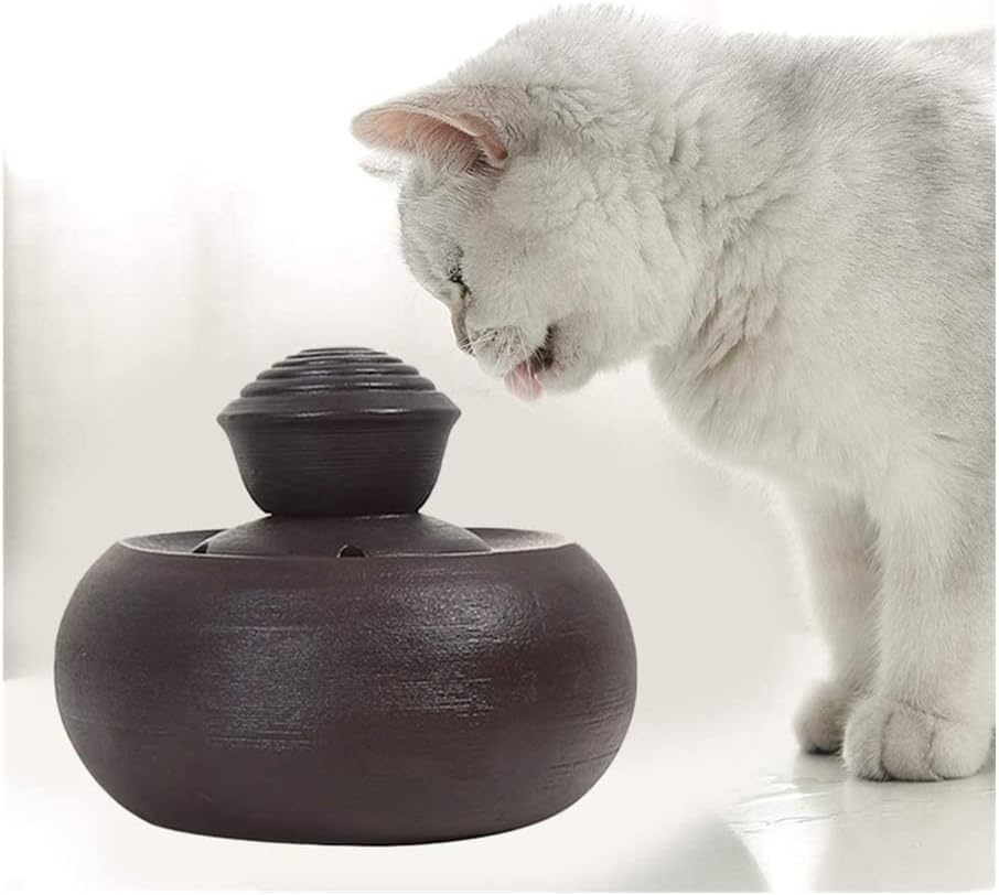 Pet Fountain Ceramic Cat Water Fountain, Pet Drinking Fountain for Cats and Dogs Automatic Pet Water Dispenser with Filter Pet Water Dispenser (Color : Blue) (Brown)