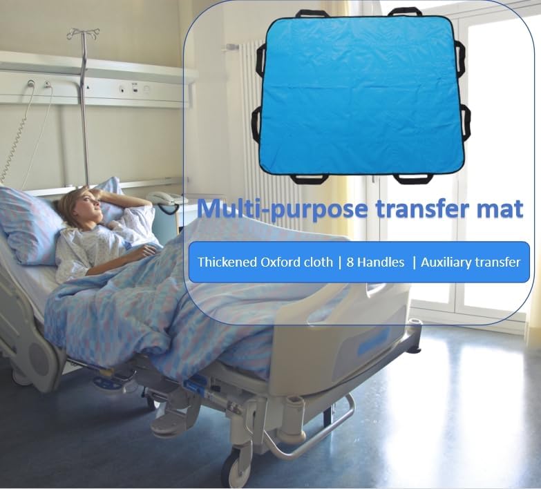 Positioning Bed Pad with Handles,48" × 40" Transfer Sheet for Repositioning,Turning and Lifting,Washable Positioning Bed Pads for Elderly,Patient,Handicap,Caregiver (1)