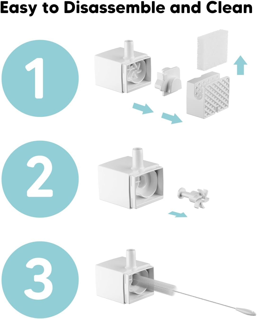 WOPET Wireless Cat Water Fountain Pump for W03 Ceramic Cat Fountain, Pet Fountain Pump Replacement