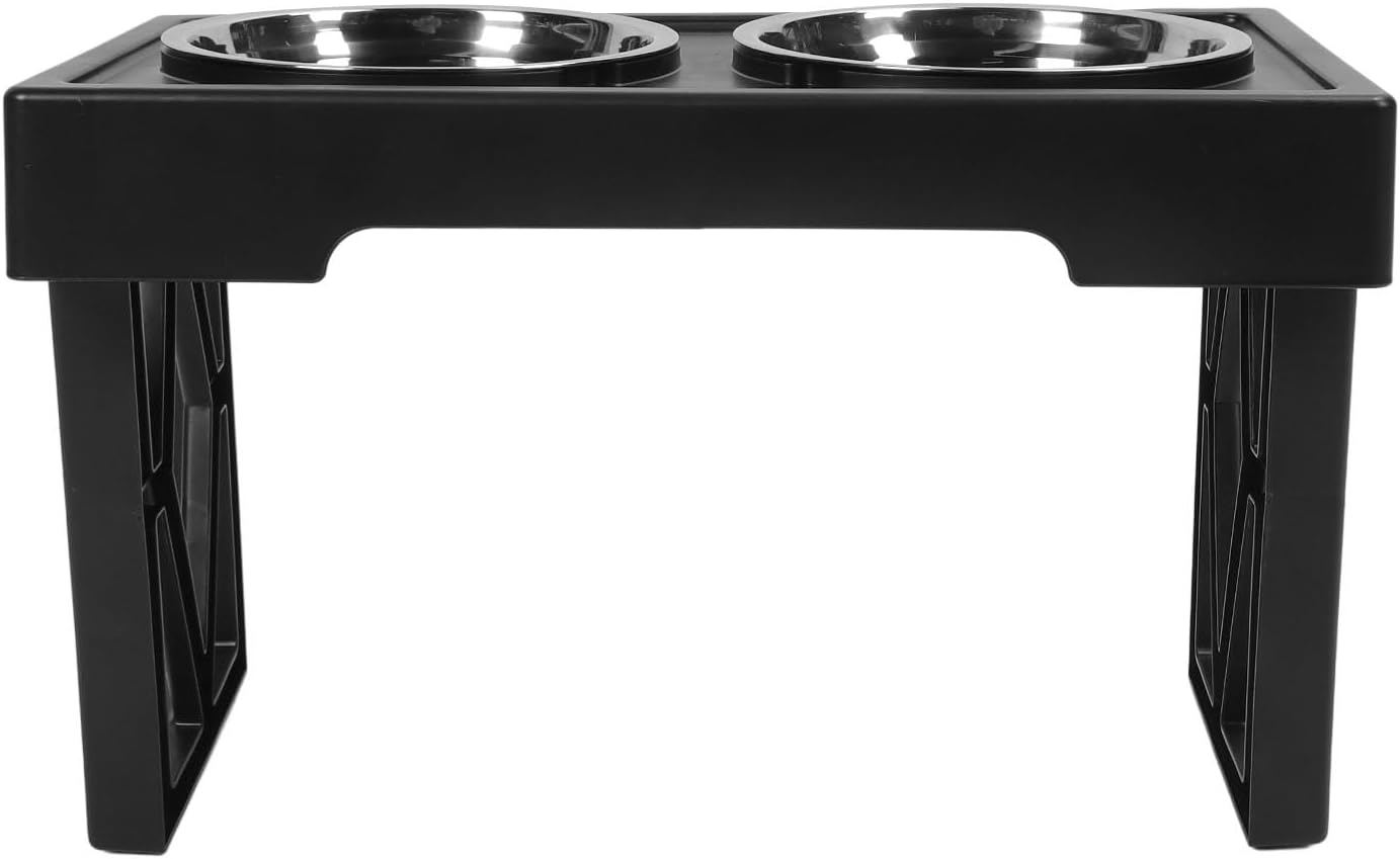 Pilipane Elevated Dog Bowls Prevent Slip Height Adjustable Raised Dog Bowl Stand with 2 Stainless Steel Food Bowls for Dogs Cats