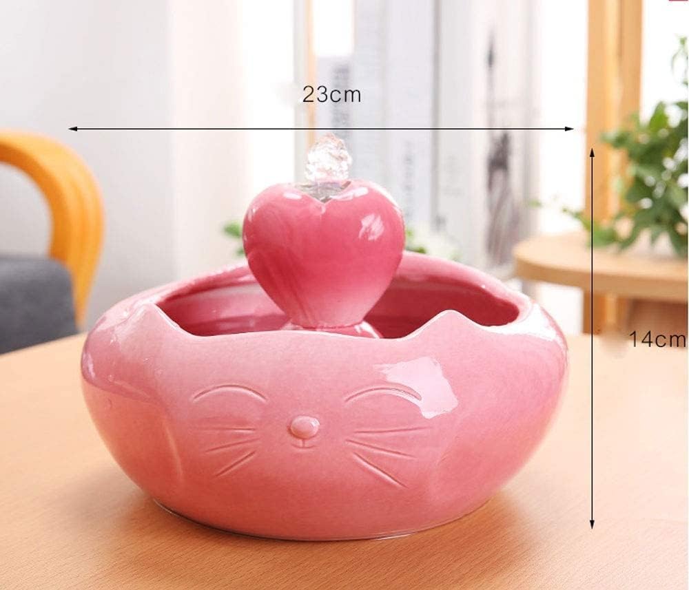 Fountain Ceramic Cat Drinking Water Fountain, 2.0 Liters Pet Water Fountains for Cats and Dogs, Automatic Pet Water Dispenser with Quiet Pump Filters Pet Water Dispenser (Color : Pink)