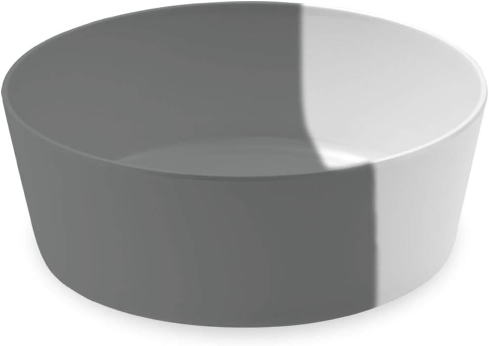 TarHong Dual Pet Bowl, Pure Melamine, Large, Gray, 5 Cup