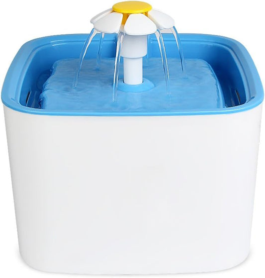 ELEOPTION Pet Cat Water Fountain Auto Flow Surper Quiet for Cat Dog Water Dispenser Recycle Drinking Small Fountain 2.5L Pefect for Small Pets Electric Drinking Bowl (Cube Fountain Blue-2.5L)