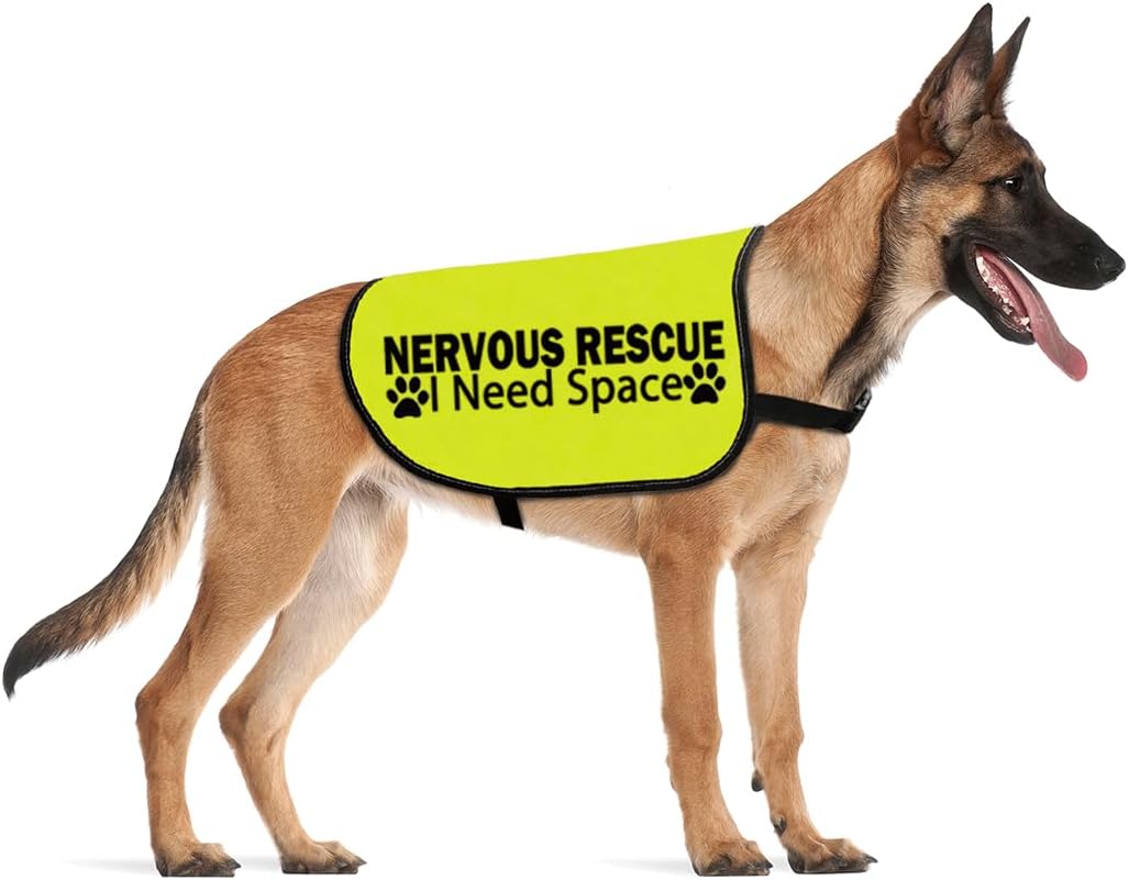 CENWA Nervous Rescue Jacket - Space Dog Walking Slogan Warning Vest (L)