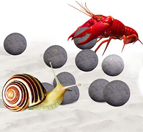SunGrow Snail and Crayfish Energy Balls, Enhance Color, Calcium-Rich Gray Pearls for Invertebrates, Functional and Beneficial Aquarium Decor, 10-Pieces per Pack