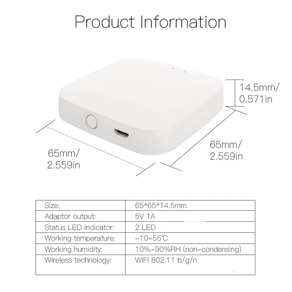 Add MOES FingerBot Tuya Bluetooth Hub Link FingerBot to Wi-Fi (Support 2.4GHz) Compatible with Alexa, Google Home, IFTTT and Timmer Control. One Gateway Can Connect Multiple FingerBots