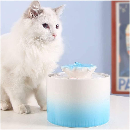 Pet Fountain Cat Water Fountain, Automatic Ceramic Drinking Fountain for Pets Cats Dogs Puppy, Pet Water Dispenser Drinker, 1.2L Water Capacity Pet Water Dispenser