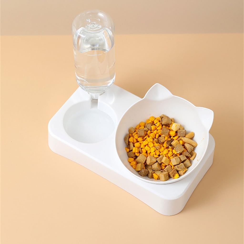 2 in 1 Dog Feeder Cats Food Water Bowl Double Bowl Supplies Bowl Pet Feeder Anti-Leak Feeding