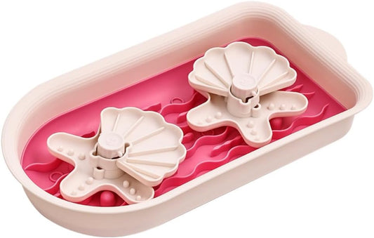 Multifunctional Slow Food Dog Basin | Rotating Puzzle Design | Removable and Washable High Border Defense Overturned Feeding Bowl | New Choices for Healthy Eating (Pink)