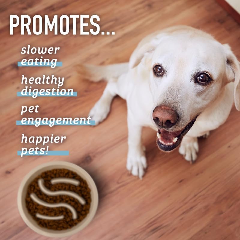 Leash Boss Slow Feeder Dog Bowls (2 Cup) Puzzle Dog Food Bowl - Fits into Elevated Pet Feeders - Slow Eating for Large, Medium & Small Sized Breeds - Gray