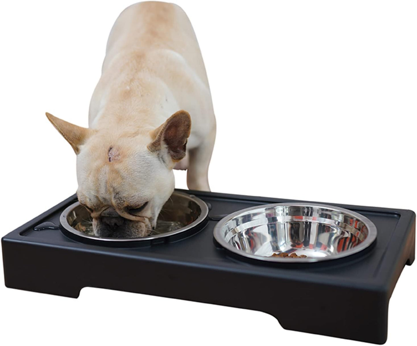 Adjustable Dog Bowl Stand, Elevated Dog Feeder with Detachable Stainless Steel Food and Water Bowl, Dog Food Bowl Stand for Dogs Cats 3 Heights, 2.75”, 8",12'',Black