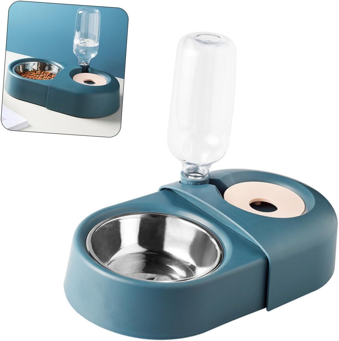 Milisten Automatic Pet Water and Food Bowl with Spill-Proof Design, Blue Dog and Cat Feeder Suitable for Home Use, Sturdy Pet Supply Feeding Dish