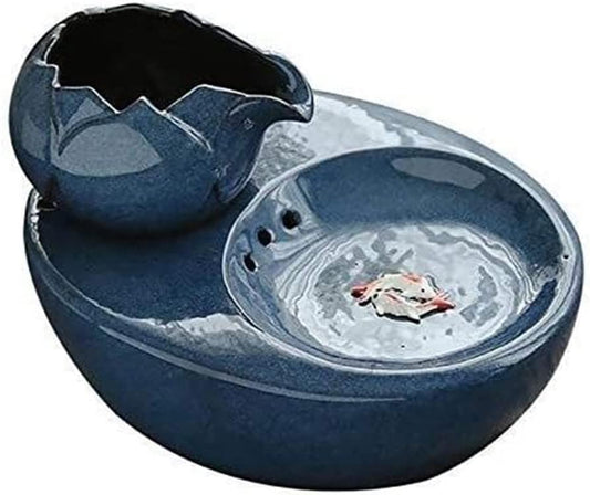 fountain Cat Drinking Water Fountain, 1.2 Liters Ceramic Pet Water Fountains for Cats and Dogs, Electric Pet Water Dispenser with Quiet Pump and Filters Pet water dispenser (Color : Brown) (Blue)
