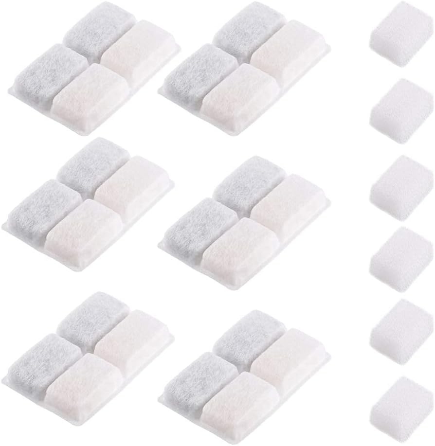furrybaby Carbon Replacement Filters for Cat and Dog Fountain, Premium Pet Water Fountain Dispenser Filters (6 Packs for Pure White)